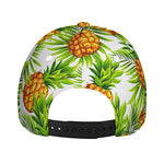 White Tropical Pineapple Pattern Print Baseball Cap