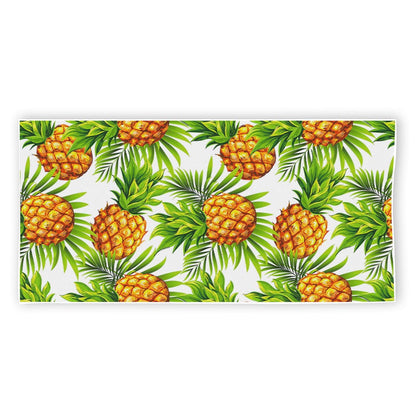 White Tropical Pineapple Pattern Print Beach Towel