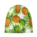 White Tropical Pineapple Pattern Print Beanie