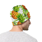 White Tropical Pineapple Pattern Print Beanie