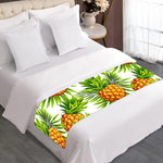White Tropical Pineapple Pattern Print Bed Runner