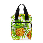 White Tropical Pineapple Pattern Print Bible Tote Bag