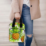 White Tropical Pineapple Pattern Print Bible Tote Bag