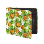 White Tropical Pineapple Pattern Print Bifold Wallet
