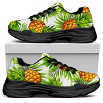 White Tropical Pineapple Pattern Print Black Chunky Shoes