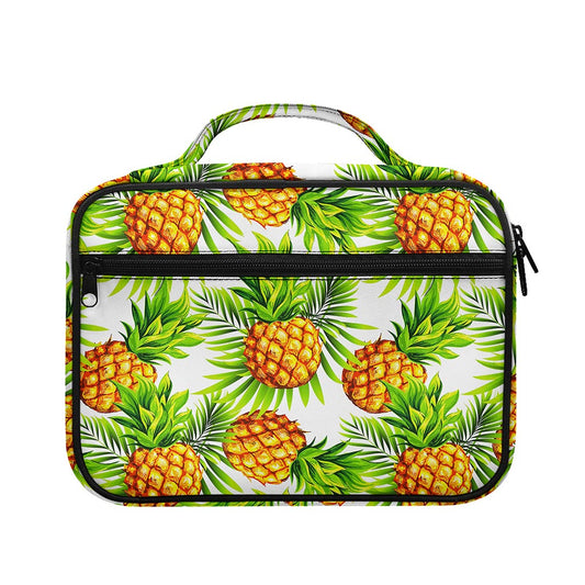 White Tropical Pineapple Pattern Print Briefcase Bible Bag