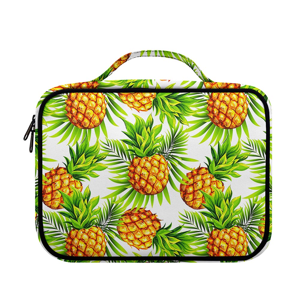 White Tropical Pineapple Pattern Print Briefcase Bible Bag