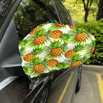 White Tropical Pineapple Pattern Print Car Side Mirror Covers