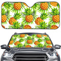 White Tropical Pineapple Pattern Print Car Windshield Sun Shade