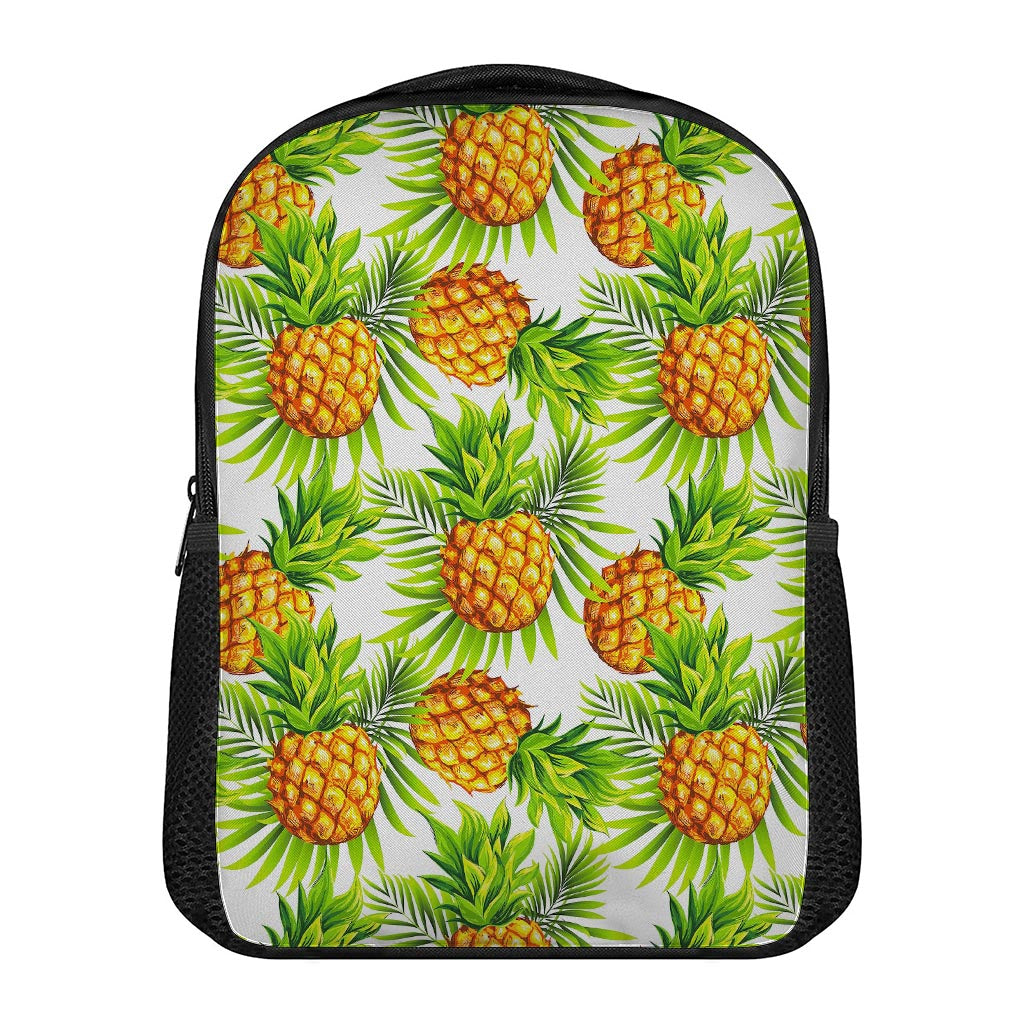 White Tropical Pineapple Pattern Print Casual Backpack