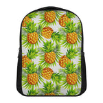 White Tropical Pineapple Pattern Print Casual Backpack