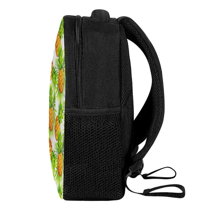 White Tropical Pineapple Pattern Print Casual Backpack
