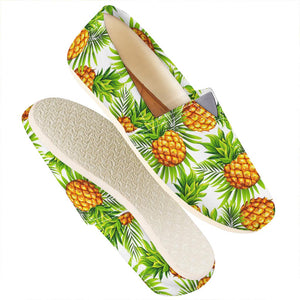 White Tropical Pineapple Pattern Print Casual Shoes