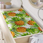 White Tropical Pineapple Pattern Print Changing Pad Cover