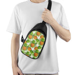 White Tropical Pineapple Pattern Print Chest Bag