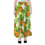 White Tropical Pineapple Pattern Print Chiffon Maxi Skirt
