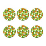 White Tropical Pineapple Pattern Print Coaster Set
