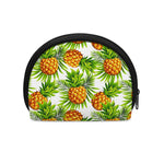 White Tropical Pineapple Pattern Print Coin Purse