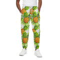 White Tropical Pineapple Pattern Print Cotton Sweatpants
