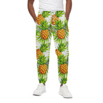 White Tropical Pineapple Pattern Print Cotton Pants