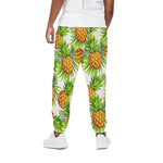 White Tropical Pineapple Pattern Print Cotton Pants