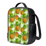 White Tropical Pineapple Pattern Print Crossbody Lunch Bag