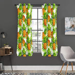 White Tropical Pineapple Pattern Print Curtain