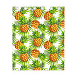 White Tropical Pineapple Pattern Print Curtain