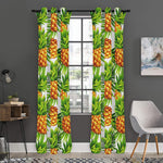 White Tropical Pineapple Pattern Print Curtain