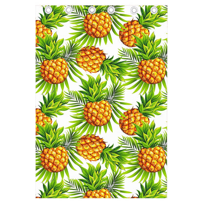 White Tropical Pineapple Pattern Print Curtain