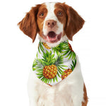 White Tropical Pineapple Pattern Print Dog Bandana