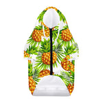 White Tropical Pineapple Pattern Print Dog Zip Up Hoodie