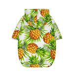 White Tropical Pineapple Pattern Print Dog Zip Up Hoodie