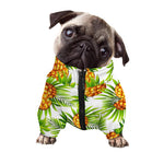 White Tropical Pineapple Pattern Print Dog Zip Up Jacket