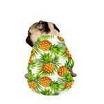 White Tropical Pineapple Pattern Print Dog Zip Up Jacket