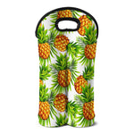 White Tropical Pineapple Pattern Print Double Neoprene Wine Tote