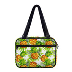White Tropical Pineapple Pattern Print Double Strap Bible Bag