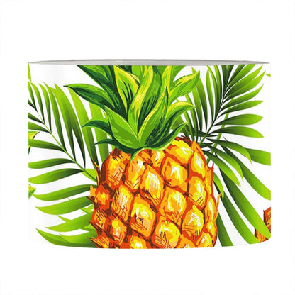 White Tropical Pineapple Pattern Print Drum Lamp Shade