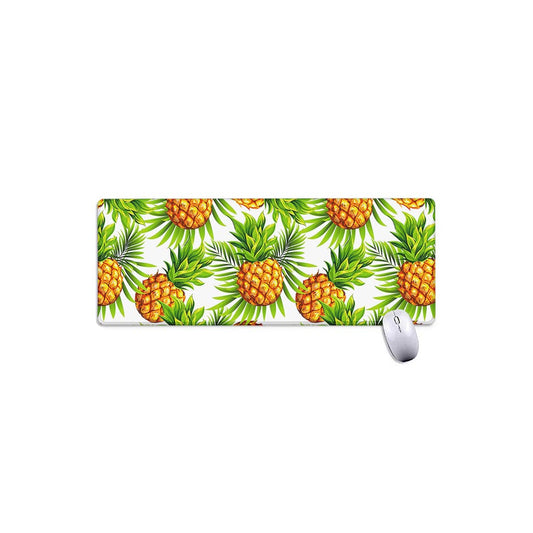White Tropical Pineapple Pattern Print Extended Mouse Pad