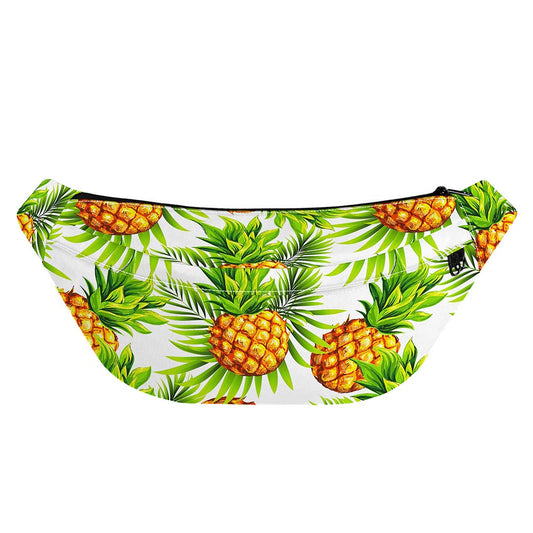 White Tropical Pineapple Pattern Print Fanny Pack
