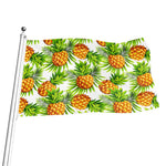 White Tropical Pineapple Pattern Print Flag