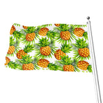 White Tropical Pineapple Pattern Print Flag