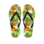 White Tropical Pineapple Pattern Print Flip Flops