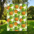 White Tropical Pineapple Pattern Print Garden Flag