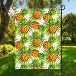 White Tropical Pineapple Pattern Print Garden Flag