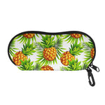 White Tropical Pineapple Pattern Print Glasses Case