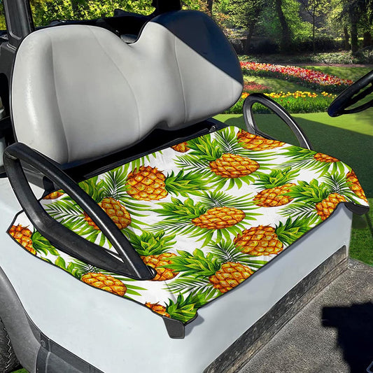 White Tropical Pineapple Pattern Print Golf Cart Seat Cover