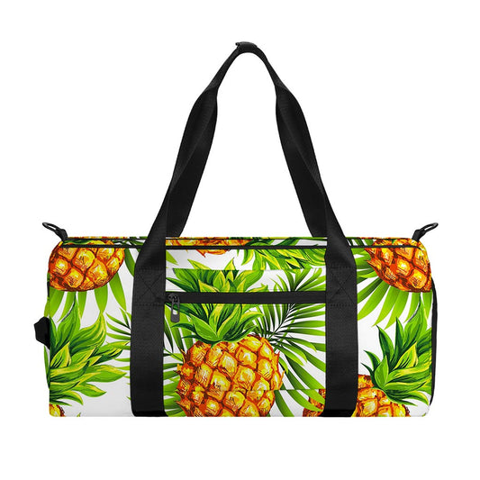 White Tropical Pineapple Pattern Print Gym Bag
