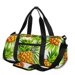 White Tropical Pineapple Pattern Print Gym Bag