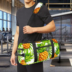 White Tropical Pineapple Pattern Print Gym Bag